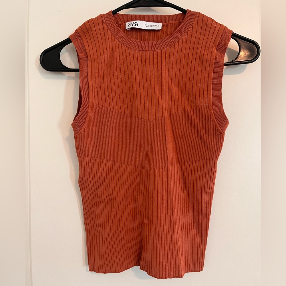 Zara High Neck Ribbed Tank Top